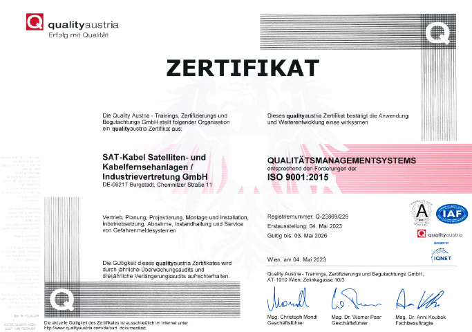 DIN EN ISO 9001 certificate